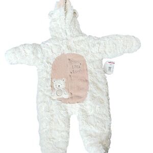 Koala Kids Cream Fuzzy Baby Onesie